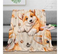 NAOFEKUID 3D Printed Cute Corgi Dog Blanket Microfiber Home Decor Dog Paw Throw Blanket for Sofa Bed Adults 80×90(200x230cm)