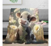 NAOFEKUID 3D Printed Cute Cow Blanket Microfiber Home Decor Animal Print Throw Blanket Soft Warm for Sofa Bedroom 50x60(127x152cm)