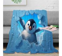 NAOFEKUID 3D Printed Cute Penguin Blanket Microfiber Home Decor Cozy for Adults Teens Sofa Bedroom Penguin Throw Blanket 60x80(150x200cm)