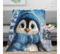 NAOFEKUID 3D Printed Cute Penguin Blanket Microfiber Sofa Bedroom Decor Penguin Throw Blanket Soft Warm for Adults Teens 40x50(100x130cm)
