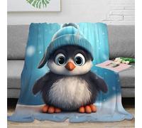 NAOFEKUID 3D Printed Cute Penguin Blanket Microfiber Soft Home Decor Penguin Throw Blanket Warm for Adults Teens Sofa Bedroom 40x50(100x130cm)