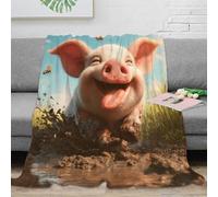NAOFEKUID 3D Printed Cute Pig Blanket Microfiber Home Decor Farm Animal Throw Blanket Soft Warm for Sofa Bedroom Adult Teen 40x50(100x130cm)