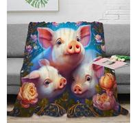 NAOFEKUID 3D Printed Cute Pig Design Blanket Microfiber Soft Cozy for Sofa Bedroom Home Decor Piggy Throw Blanket 40x50(100x130cm)