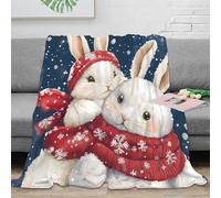 NAOFEKUID 3D Printed Cute Rabbit Blanket Microfiber Decorative Animal Throw Blanket Soft for Sofa Bedroom 50x60(127x152cm)