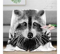NAOFEKUID 3D Printed Cute Raccoon Blanket Microfiber Home Decor Raccoon Throw Blanket for Adults Teens Sofa Bedroom 50x60(127x152cm)