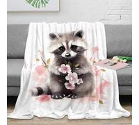 NAOFEKUID 3D Printed Cute Raccoon Blanket Soft Microfiber Home Decor Raccoon Throw Blanket Warm for Sofa Bedroom Adults Teens 80×90(200x230cm)