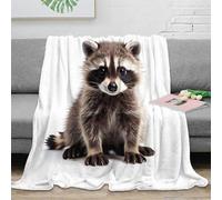 NAOFEKUID 3D Printed Cute Raccoon Microfiber Blanket Home Decor Warm Raccoon Design Throw Blanket for Sofa Bedroom 40x50(100x130cm)