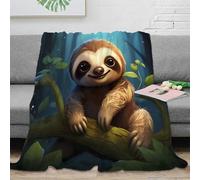 NAOFEKUID 3D Printed Cute Sloth Blanket Microfiber Home Decor Sloth Throw Blanket Warm for Sofa Bedroom 40x50(100x130cm)