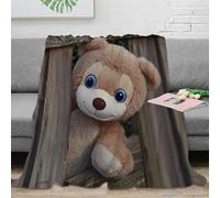 NAOFEKUID 3D Printed Cute Teddy Bear Blanket Microfiber Home Decor Teddy Figure Throw Blanket Cozy for Adults Bedroom Sofa 40x50(100x130cm)