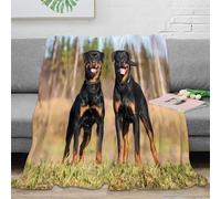 NAOFEKUID 3D Printed Doberman Blanket Microfiber Dog Pattern Home Decor Soft Throw Blanket for Sofa Bedroom 60x80(150x200cm)