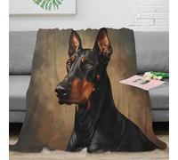 NAOFEKUID 3D Printed Doberman Blanket Microfiber Home Decor Dog Pattern Throw Blanket Warm for Sofa Bedroom 40x50(100x130cm)