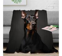 NAOFEKUID 3D Printed Doberman Blanket Microfiber Home Decor Dog Throw Blanket Soft Warm for Sofa Bedroom Adult 40x50(100x130cm)