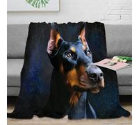 NAOFEKUID 3D Printed Doberman Blanket Microfiber Sofa Decor Dog Art Throw Blanket Soft Warm for Bedroom Adults 50x60(127x152cm)