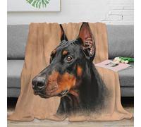 NAOFEKUID 3D Printed Doberman Design Blanket Microfiber Home Decor Dog Pattern Throw Blanket Soft Warm for Sofa Bedroom 50x60(127x152cm)