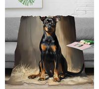 NAOFEKUID 3D Printed Doberman Design Blanket Microfiber Home Decor Dog Throw Blanket for Adults Sofa Bed All Season Soft 60x80(150x200cm)
