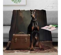 NAOFEKUID 3D Printed Doberman Pattern Blanket Microfiber Throw for Adults Sofa Bedroom Dog Decor Comfort 80×90(200x230cm)