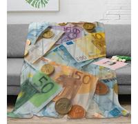 NAOFEKUID 3D Printed Euro Money Pattern Blanket Microfiber Home Decor Euro Currency Throw Blanket for Sofa Bedroom Adults 80×90(200x230cm)