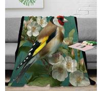 NAOFEKUID 3D Printed European Bird Flower Blanket Microfiber Home Decor Goldfinch Floral Throw Blanket Sofa Bed 40x50(100x130cm)