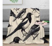 NAOFEKUID 3D Printed European Magpie Blanket Microfiber Home Decor Magpie Throw Blanket Soft Sofa Bedroom Use 80×90(200x230cm)