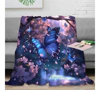 NAOFEKUID 3D Printed Fantasy Butterfly Blanket Microfiber Home Decor Butterfly Throw Blanket for Sofa Bedroom Adults Teens Gifts 50x60(127x152cm)