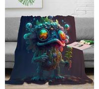 NAOFEKUID 3D Printed Fantasy Monster Blanket Microfiber Home Decor Weird Cartoon Throw Blanket for Adults Sofa Bedroom 50x60(127x152cm)