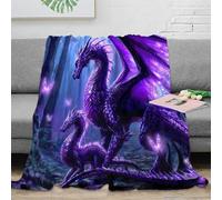 NAOFEKUID 3D Printed Fantasy Purple Dragon Blanket Microfiber Home Decor Dragon Throw Blanket Soft Warm for Sofa Bedroom 60x80(150x200cm)