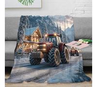 NAOFEKUID 3D Printed Farm Tractor Blanket Microfiber Home Decor Country Style Throw Blanket Soft Warm for Sofa Bedroom Adults Teens 40x50(100x130cm)