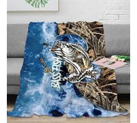 NAOFEKUID 3D Printed Fishing Style Blanket Microfiber Home Decor Wildlife Fish Throw Blanket for Adults Sofa Bed 60x80(150x200cm)