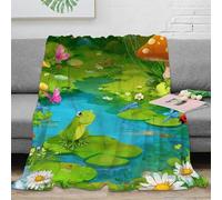 NAOFEKUID 3D Printed Forest Frog Pattern Blanket Microfiber Home Decor Pond Scenery Throw Blanket for Adults Sofa Bedroom 40x50(100x130cm)
