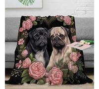 NAOFEKUID 3D Printed French Bulldog Rose Blanket Microfiber Home Decor Dog Pattern Throw Blanket Soft Warm for Sofa Bed 50x60(127x152cm)