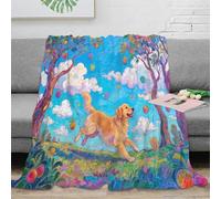 NAOFEKUID 3D Printed Golden Retriever Garden Blanket Microfiber Soft Throw Blanket Dog Decor for Sofa Bed 40x50(100x130cm)
