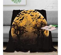 NAOFEKUID 3D Printed Halloween Bats Trees Blanket Microfiber Home Decor Spooky Moon Throw Blanket for Sofa Bedroom 60x80(150x200cm)