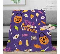 NAOFEKUID 3D Printed Halloween Pumpkin Candy Blanket Microfiber Home Decor Trick or Treat Throw Blanket Sofa Bed 50x60(127x152cm)