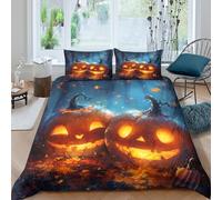 NAOFEKUID 3D Printed Halloween Pumpkin Duvet Cover Microfiber Bedroom Decor Halloween Theme Bedding Set Soft Breathable for Adults King（220x240cm）