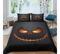 NAOFEKUID 3D Printed Halloween Pumpkin Face Duvet Cover Microfiber Bedroom Decor Ghost Theme Bedding Set Soft Breathable for Teens Adults Super king（260x220cm）