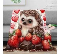 NAOFEKUID 3D Printed Hedgehog Strawberry Chocolate Blanket Microfiber Home Decor Sofa Cozy Throw Blanket for Adults Teens 40x50(100x130cm)