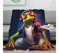 NAOFEKUID 3D Printed Hip Hop Frog Blanket Soft Microfiber Home Decor Cool Frog Throw Blanket for Adults Sofa Bedroom 60x80(150x200cm)