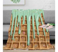NAOFEKUID 3D Printed Ice Cream Waffle Blanket Microfiber Sofa Decor Mint Chocolate Throw Blanket Soft Warm for Adults Teens 40x50(100x130cm)