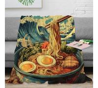 NAOFEKUID 3D Printed Japanese Ramen Blanket Microfiber Home Decor Japanese Ramen Throw Blanket Soft Warm for Sofa Bedroom 40x50(100x130cm)
