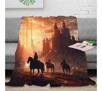 NAOFEKUID 3D Printed Knight Castle Blanket Microfiber Home Decor Medieval Warriors Throw Blanket Soft Warm Sofa Bed 50x60(127x152cm)