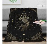 NAOFEKUID 3D Printed Koi Fish Blanket Microfiber Home Decor Carp Fleece Throw Blanket Soft Warm for Sofa Bedroom 80×90(200x230cm)
