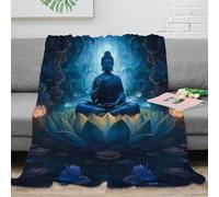 NAOFEKUID 3D Printed Lotus Serenity Blanket Microfiber Home Decor Zen Meditation Throw Blanket Soft Warm for Sofa Bedroom 50x60(127x152cm)