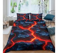 NAOFEKUID 3D Printed Magma Lava Pattern Microfiber Duvet Cover Breathable Bedroom Decor Lava Bedding Set for Adults Teens Soft Sleep Double（200x200cm）
