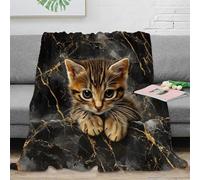 NAOFEKUID 3D Printed Marble Kitten Blanket Microfiber Home Decor Cute Cat Throw Blanket Soft Warm for Sofa Bedroom Adults 60x80(150x200cm)