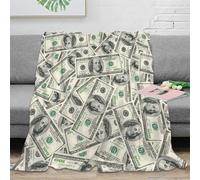 NAOFEKUID 3D Printed Money Pattern Blanket Microfiber Cozy Sofa Decor Currency Throw Blanket for Adults Teens Bedroom 60x80(150x200cm)