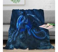 NAOFEKUID 3D Printed Mystic Blue Dragon Blanket Microfiber Home Decor Dragon Pattern Throw Blanket Soft Warm for Adults Teens Sofa 80×90(200x230cm)