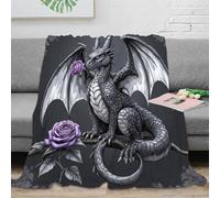 NAOFEKUID 3D Printed Mystic Dragon Blanket Microfiber Home Decor Purple Rose Dragon Throw Blanket for Adults Teens Sofa Bed 80×90(200x230cm)