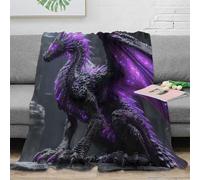 NAOFEKUID 3D Printed Mystic Dragon Blanket Microfiber Sofa Decor Purple Dragon Throw Blanket for Adults Teens Bedroom 80×90(200x230cm)