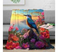NAOFEKUID 3D Printed Nature Scenery Blanket Microfiber Home Decor Bird Floral Throw Blanket for Adults Teens Sofa Bedroom 50x60(127x152cm)
