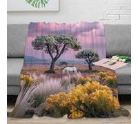 NAOFEKUID 3D Printed Nature Scenery Blanket Microfiber Home Decor Trees Animal Throw Blanket for Sofa Bedroom 80×90(200x230cm)